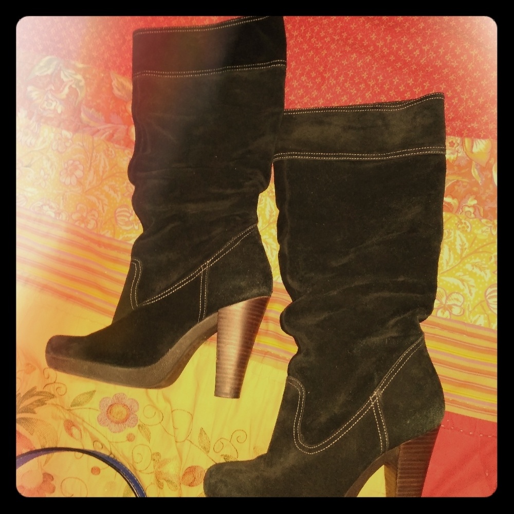 Michael kors suede calf length boots with heel
